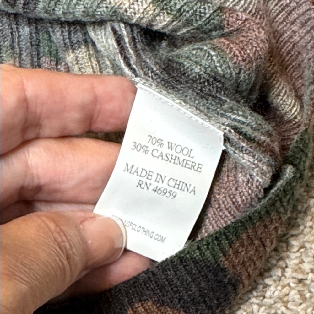 NSF Marta Camo Cashmere Wool Crewneck Sweater Small - Picture 9 of 13